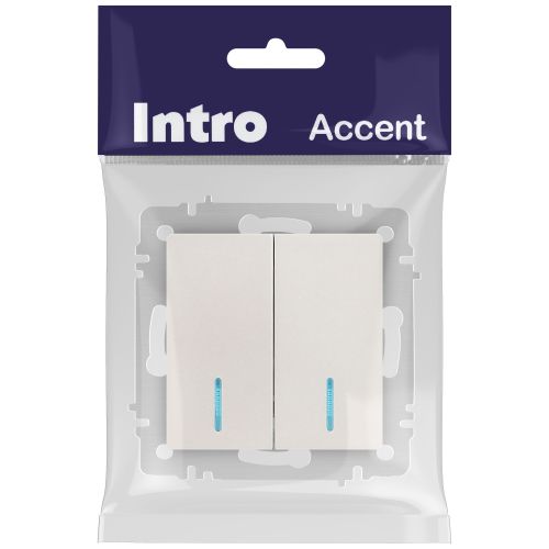 Выключатель 2-кл. СП Accent 6-105-06 10А IP20 250В с подсветкой AL/CU перламутр. Intro Б0063519