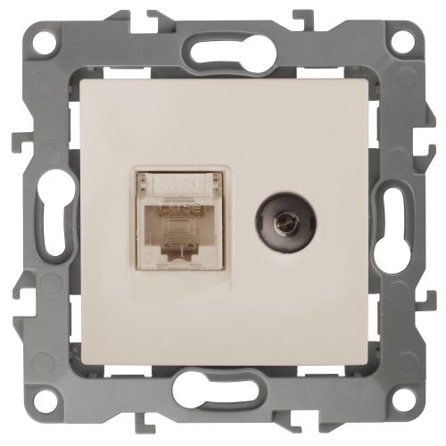 Розетка компьютерная + телевизионная Эра12 12-3110-02 RJ45 + TV IP20 сл. кость Эра Б0027442