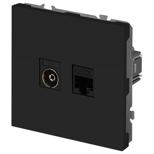 Розетка комбинированная СП Galaxy RJ45 + TV 16А IP20 250В антрацит 15-3110-05 Эра Б0070784