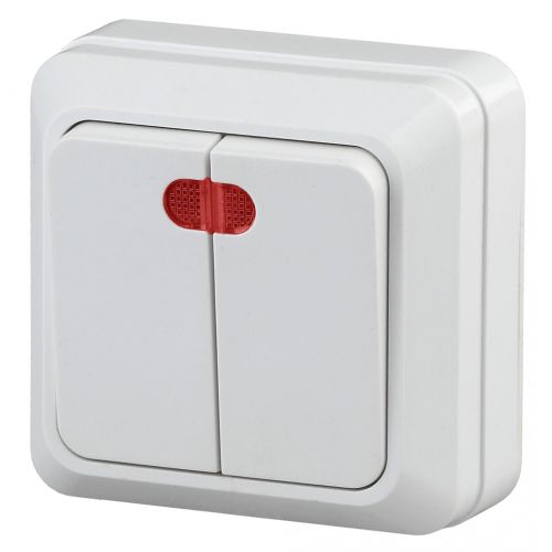 Выключатель 2-кл. ОП Quadro 10А IP20 2-105-01 250В с подсветкой бел. Intro Б0053766