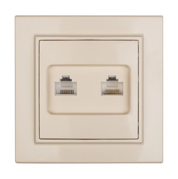 Розетка компьютерная + телефонная 2-м СП Минск RJ45 + Phone беж. EKF ERK00-135-20