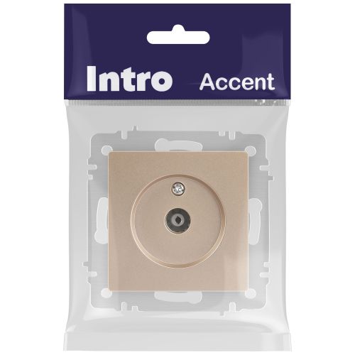 Розетка телевизионная одиночная TV СП Accent 6-301-04 IP20 шампань Intro Б0063609
