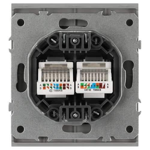 Розетка информационная 2-м СП Arktik RJ45 16А IP20 250В алюм. 16-3108-03 Эра Б0070486