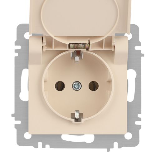 Розетка 1-м СП Accent 6-203-02 16А IP20 250В 2P+E Schuko с крышкой сл.кость Intro Б0063716