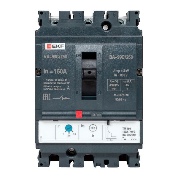 Выключатель автоматический 3п 250/160А 45кА ВА-99C Compact NS PROxima EKF mccb99C-250-160