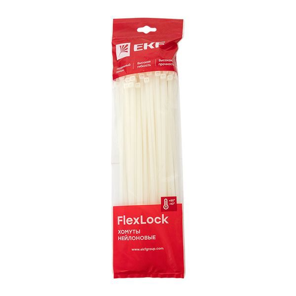 Хомут P6.6 4.8х300 FlexLock стандартный бел. (уп.100шт) PROxima EKF plc-fl-ctsw-4.8x300