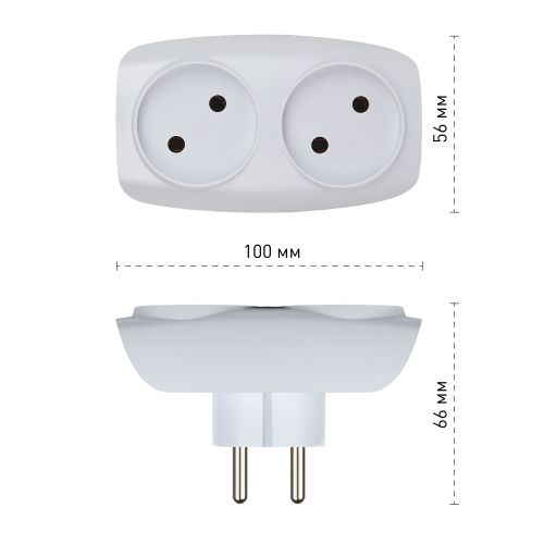Разветвитель 2-м без заземл. 16А IP20 SP-2-W бел. Эра C0045520