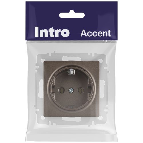 Розетка 1-м СП Accent 6-202-08 16А IP20 250В 2P+E Schuko бронза Intro Б0063699
