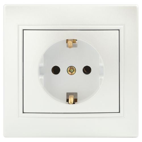 Розетка 1-м СП Plano 1-202-06 16А IP20 250В 2P+E Schuko перламутр Intro Б0053883