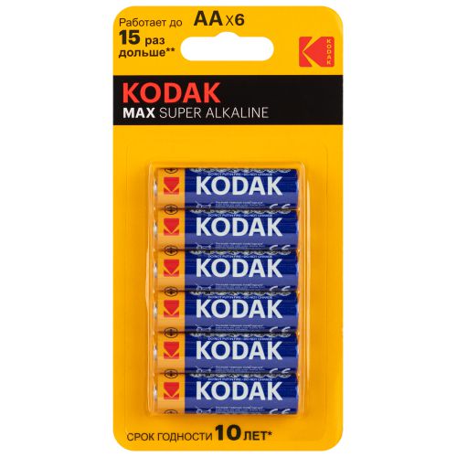 Элемент питания алкалиновый AA/LR6 1.5В MAX SUPER Alkaline (блист.6шт) 30411937-RU1 KODAK Б0064203