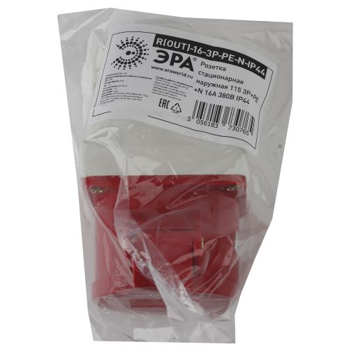Розетка стационарная наружная 115 R(OUT)-16-3P-PE-N-IP44 16А 3Р+РЕ+N 380В IP44 ЭРА Б0032876