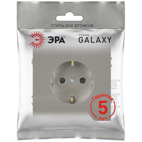 Розетка 1-м СП Galaxy 16А IP20 250В с заземл. со шторками титан 15-2102-07 Эра Б0070651