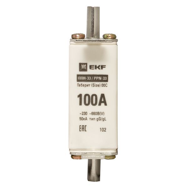 Вставка плавкая ППН-33 100/100А 50кА габарит 00С PROxima EKF fus-33/100