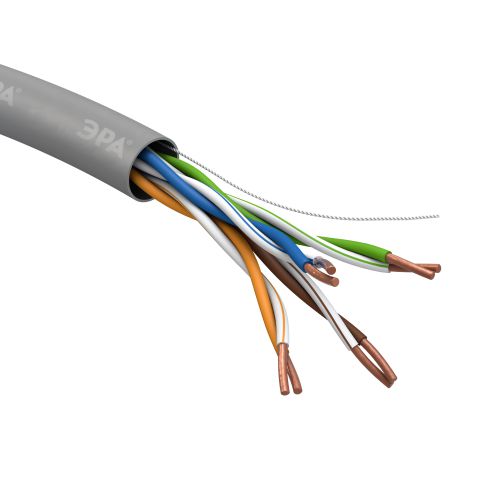 Кабель витая пара U/UTP кат.5E 4х2х24AWG CU PVC SIMPLE (уп.305м) UL-4-PVC Эра Б0044426