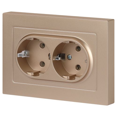 Розетка 2-м СП Accent 6-205-04 16А IP20 250В 2P+E Schuko AL/CU шампань Intro Б0063492