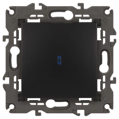 Выключатель 1-кл. СП Elegance 14-1102-05 10А IP20 250В 10AX с подсветкой механизм антрацит Эра Б0034219