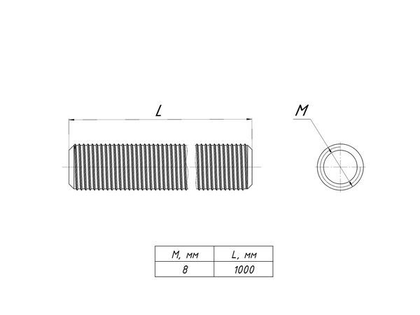 Шпилька М8 L1000 EKF shpm8x1000