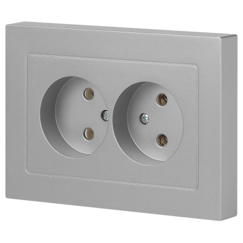 Розетка 2-м СП Accent 6-204-03 16А IP20 250В 2P AL/CU алюм. Intro Б0063453