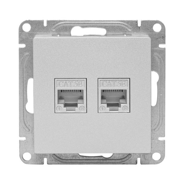 Розетка RJ45 (2шт) (кат.6) алюм. Эпика EKF UP1-SOA-2RJ45-6