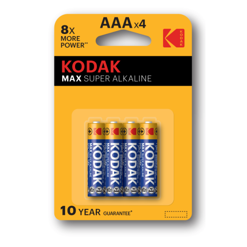 Элемент питания алкалиновый AAA/LR03 1.5В MAX SUPER Alkaline (блист.4шт) 30952812-RU1 KODAK Б0005124