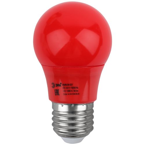 Лампа светодиодная ERARL50-E27 A50 3Вт груша красн. E27 13SMD для белт-лайт ЭРА Б0049580
