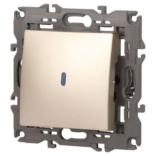 Выключатель 1-кл. СП Elegance 14-1102-04 10А IP20 250В 10AX с подсветкой механизм шампань Эра Б0034218