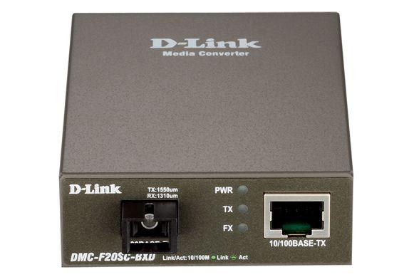 Медиаконвертер DMC-G20SC-BXD/A1A WDM (1 порт 100/1000Base-T + 1 порт 1000Base-LX; разъем SC (Tx: 1550мкм; Rx: 1310мкм) для одномод. оптич. кабеля (до 20км) D-Link 1824152