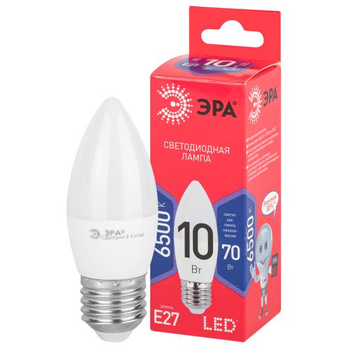 Лампа светодиодная RED LINE LED B35-10W-865-E27 R 10Вт B35 свеча 6500К холод. бел. E27 Эра Б0045338
