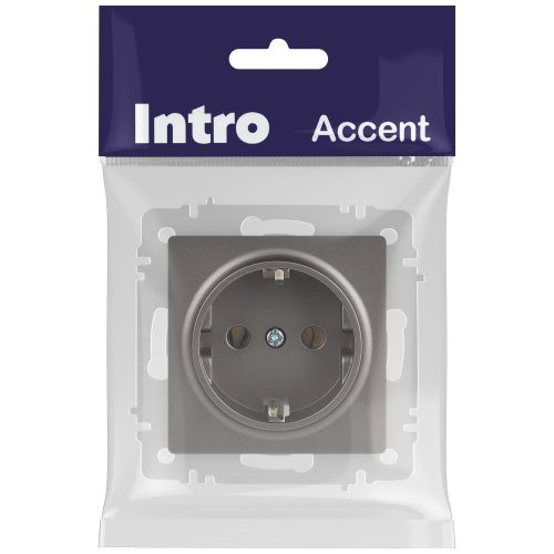 Розетка 1-м СП Accent 6-202-09 16А IP20 250В 2P+E Schuko титан Intro Б0063701