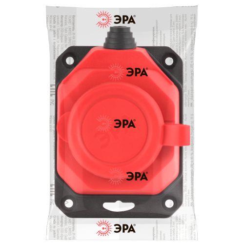 Колодка удлинителя 1-м с заземл. 16А IP44 K-1e-RED-IP44 каучук красн. Эра Б0044550