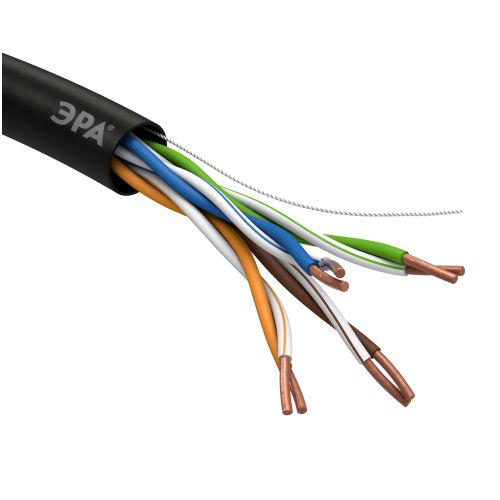 Кабель витая пара U/UTP кат.5E 4х2х24AWG CU PE OUTDOOR SIMPLE (уп.305) UL-4-PE Эра Б0044427
