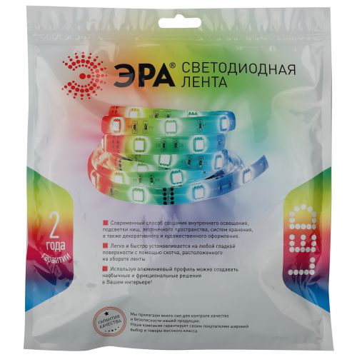 Лента светодиодная LS5050-14.4-60-24-65-RGB-5m разноцвет. (уп.5м) Эра Б0043115