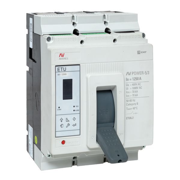 Выключатель автоматический 1250А 70кА AV POWER-5/3 ETU6.2 AVERES EKF mccb-53-1250M-6.2-av