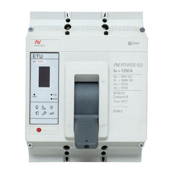 Выключатель автоматический 1250А 70кА AV POWER-5/3 ETU6.2 AVERES EKF mccb-53-1250M-6.2-av