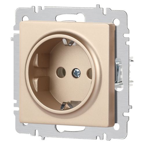 Розетка 1-м СП Accent 6-202-04 16А IP20 250В 2P+E Schuko шампань Intro Б0063690