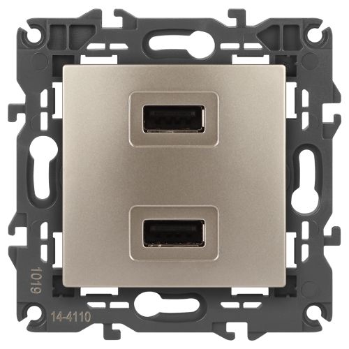 Устройство зарядное USB 14-4110-04 5В-2100мА Elegance шампань ЭРА Б0034371