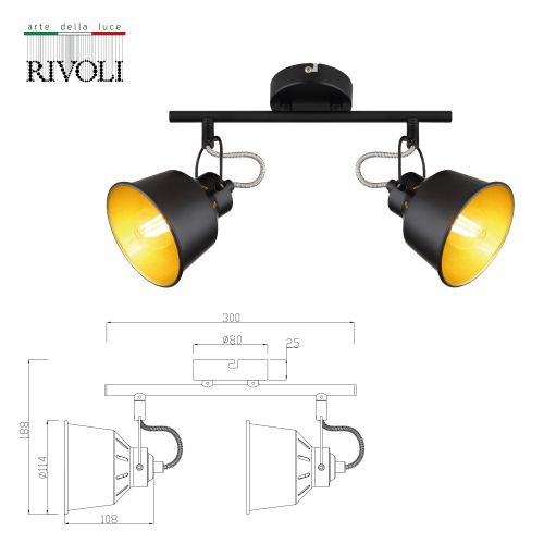 Светильник Evelyn 7064-702 40Вт 2хЕ14 настен./потолочн. спот поворотн. Rivoli Б0055368