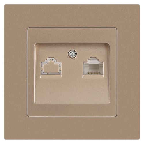 Розетка компьютерная 1-м СП Accent 6-303-04 RJ45 IP20 шампань Intro Б0063632
