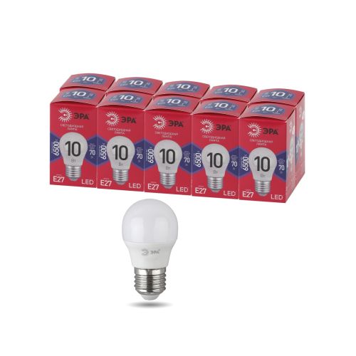 Лампа светодиодная RED LINE LED P45-10W-865-E27 R 10Вт P45 шар 6500К холод. бел. E27 Эра Б0045355