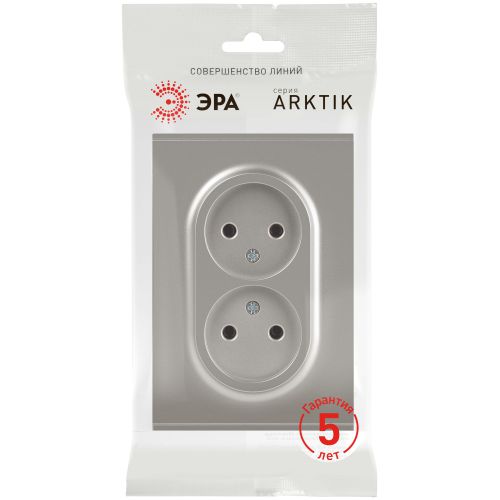 Розетка 2-м СП Arktik 16А IP20 250В без заземл. титан 16-2107-07 Эра Б0071687
