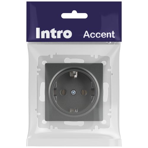 Розетка 1-м СП Accent 6-202-07 16А IP20 250В 2P+E Schuko графит Intro Б0063697
