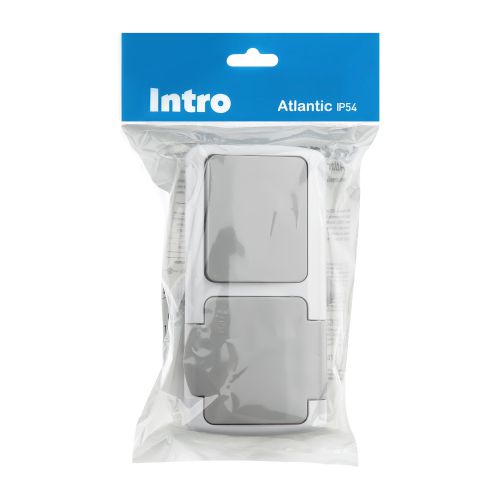 Блок розетка с выкл. 1-кл. ОП 10(16)А 250В 2P+E IP54 сер. Atlantic 5-701-03 Intro Б0050947