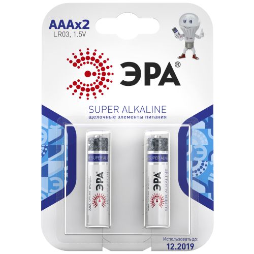 Элемент питания алкалиновый AAA/LR03 LR03-2BL (блист.2шт) Эра C0038453