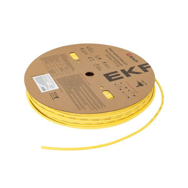 Трубка термоусадочная ТУТ нг 6/3 желт. (уп.100м) EKF tut-6-y