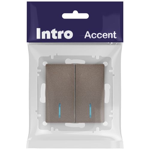 Выключатель 2-кл. СП Accent 6-105-08 10А IP20 250В с подсветкой AL/CU бронза Intro Б0063523
