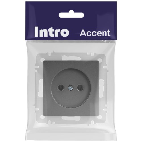 Розетка 1-м СП Accent 6-201-07 16А IP20 250В 2P графит Intro Б0063669