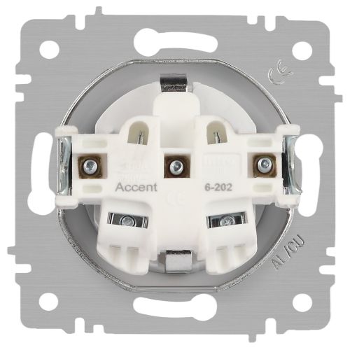 Розетка 1-м СП Accent 6-202-01 16А IP20 250В 2P+E Schuko AL/CU бел. Intro Б0063678