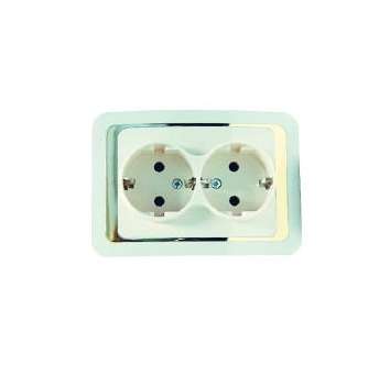 Розетка 2-м СП Mimoza 10А IP20 с заземл. крем./зол. Makel 12682