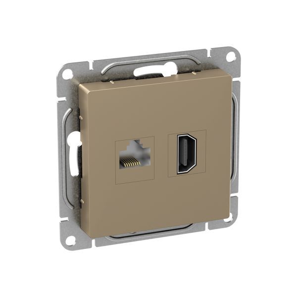 Розетка СП Эпика HDMI + RJ45 кат.5 механизм шампань EKF UP1-SOC-HDMI-RJ45