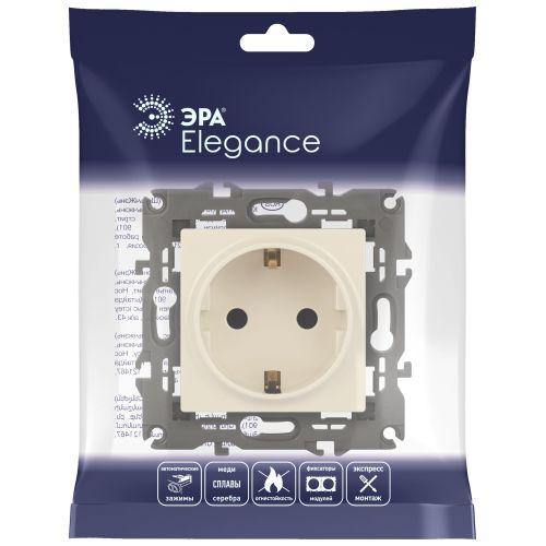 Розетка 1-м СП Эра Elegance 14-2102-02 16А IP20 16AX 250В 2P+E Schuko защ. шторки сл. кость Эра Б0034273